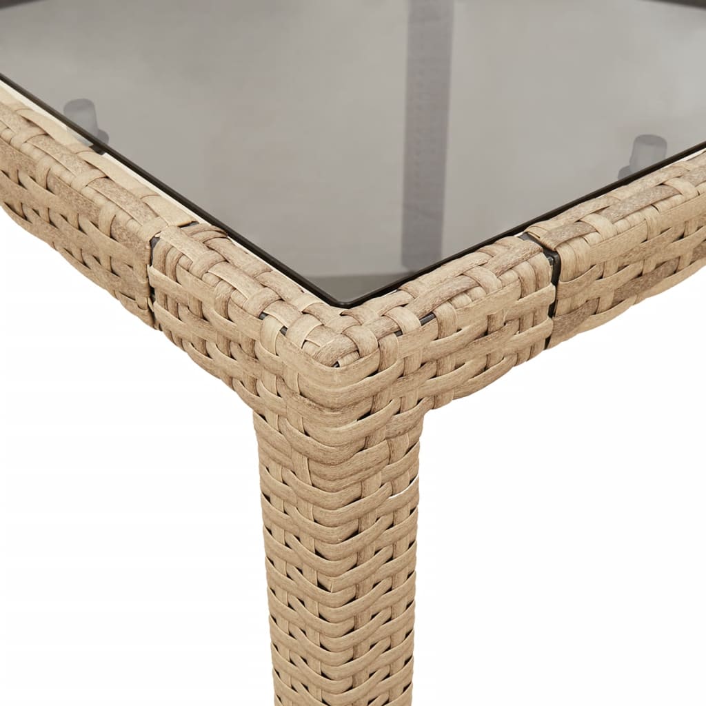 spisebordssæt til haven 3 dele med hynder polyrattan og glas