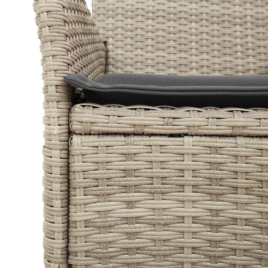spisebordssæt til haven 7 dele m. hynder polyrattan og glas grå