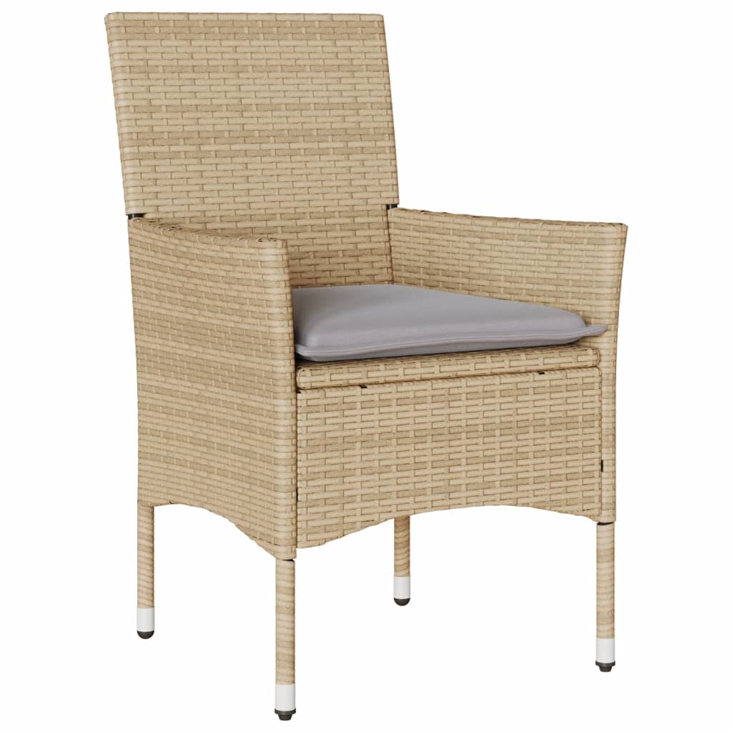 spisebordssæt til haven 9 dele med hynder polyrattan og glas