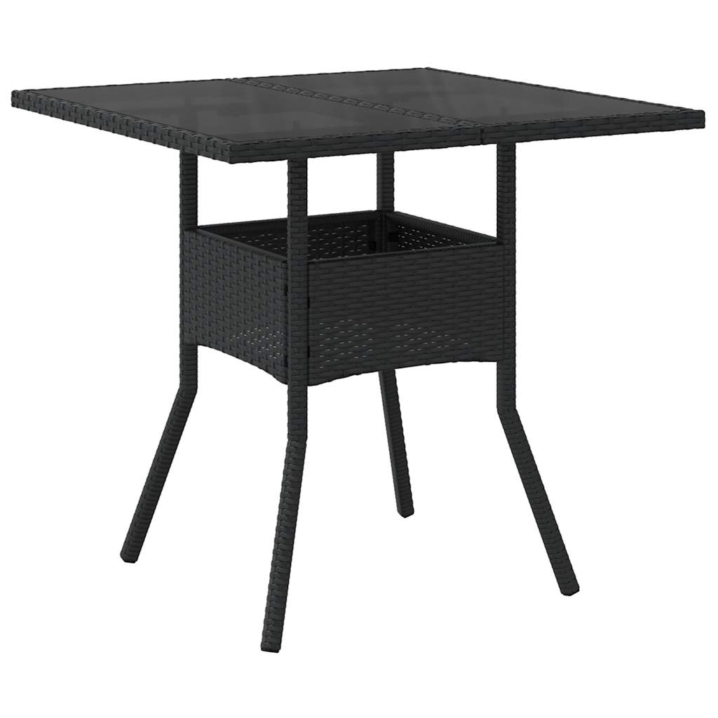 spisebordssæt til haven 5dele m. hynder polyrattan og glas sort