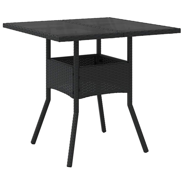 spisebordssæt til haven 5dele m. hynder polyrattan og glas sort
