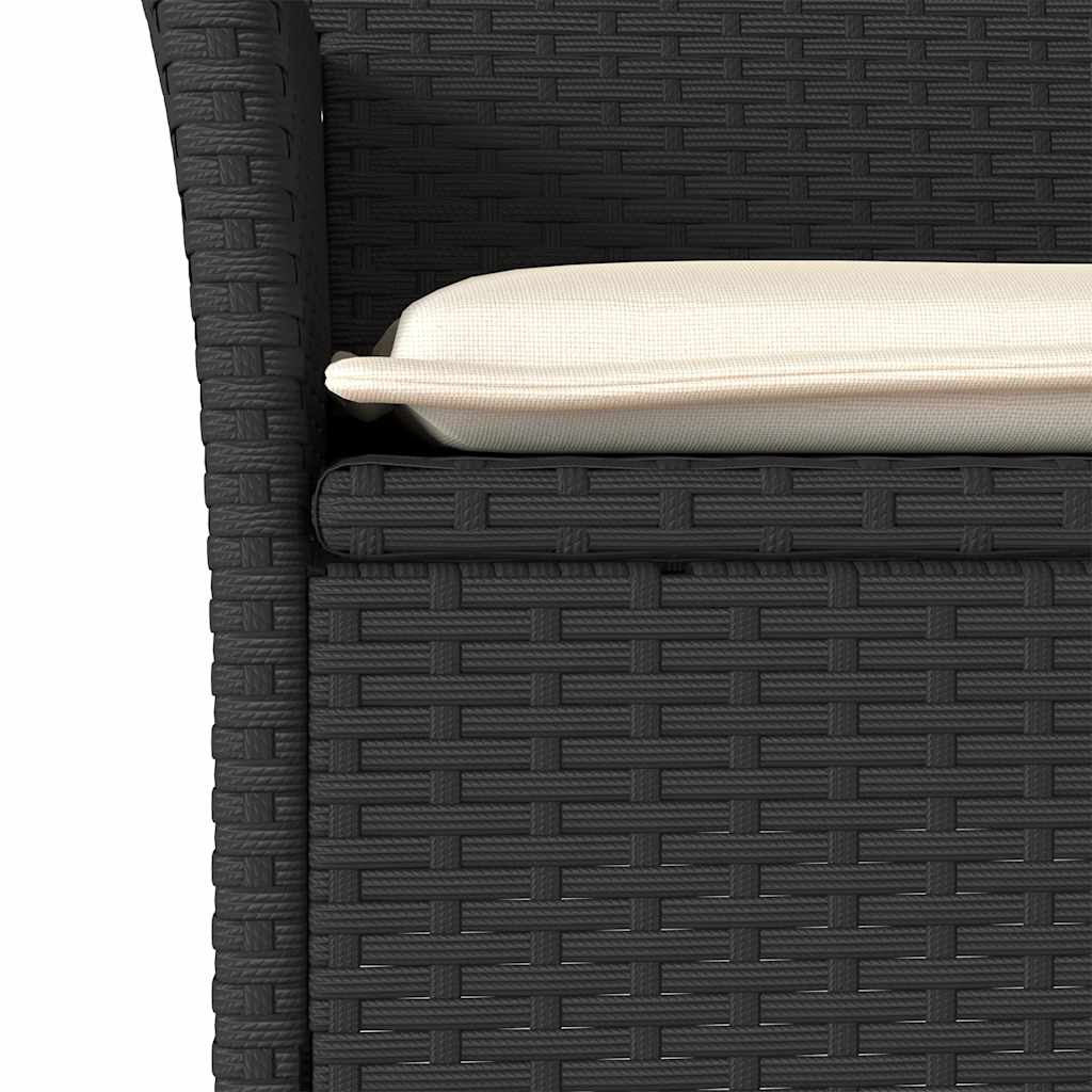 spisebordssæt til haven 5dele m. hynder polyrattan og glas sort