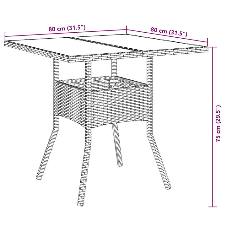 spisebordssæt til haven 5dele m. hynder polyrattan og glas sort