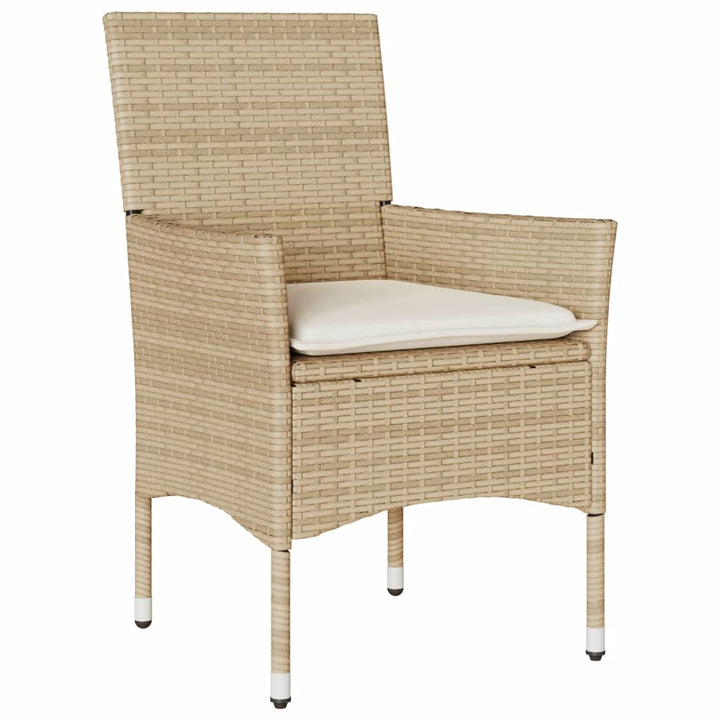 spisebordssæt til haven 3 dele med hynder polyrattan og glas