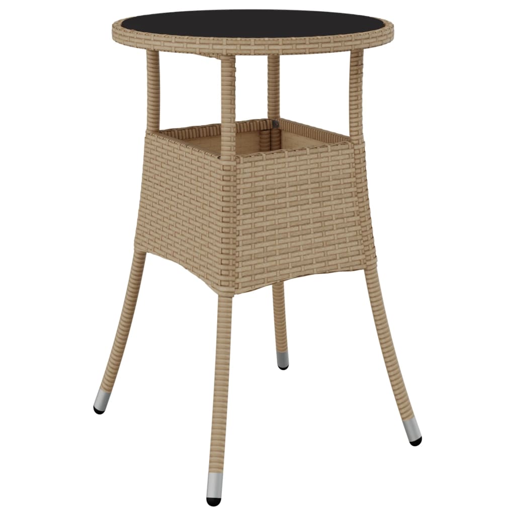 spisebordssæt til haven 3 dele med hynder polyrattan og glas