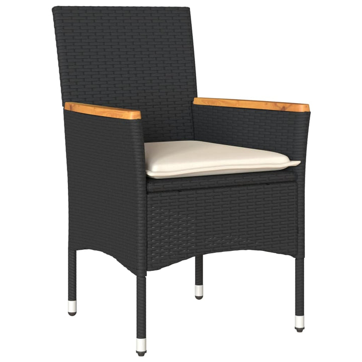 spisebordssæt til haven 9dele med hynder polyrattan akacie sort