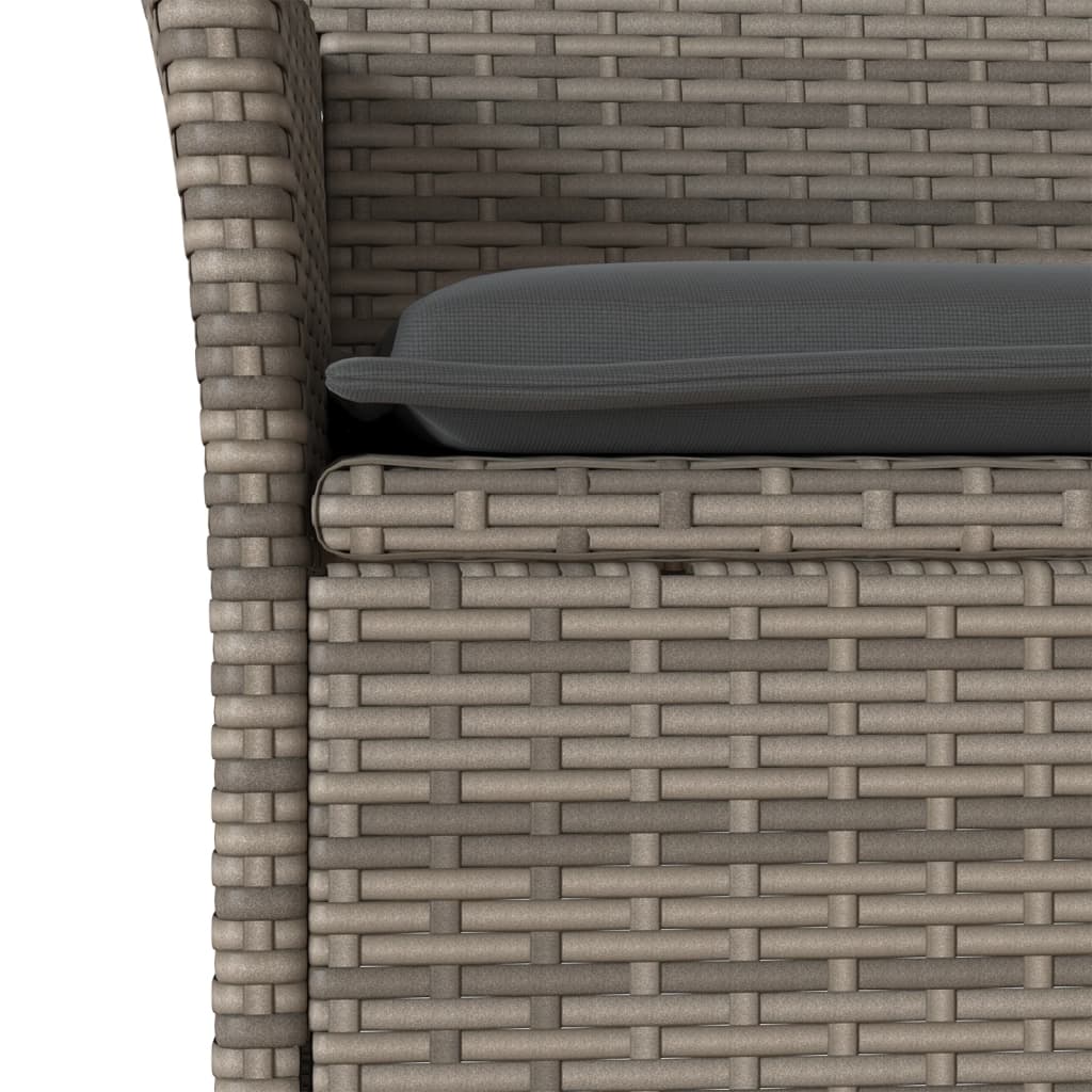 spisebordssæt til haven 7 dele med hynder polyrattan akacie grå
