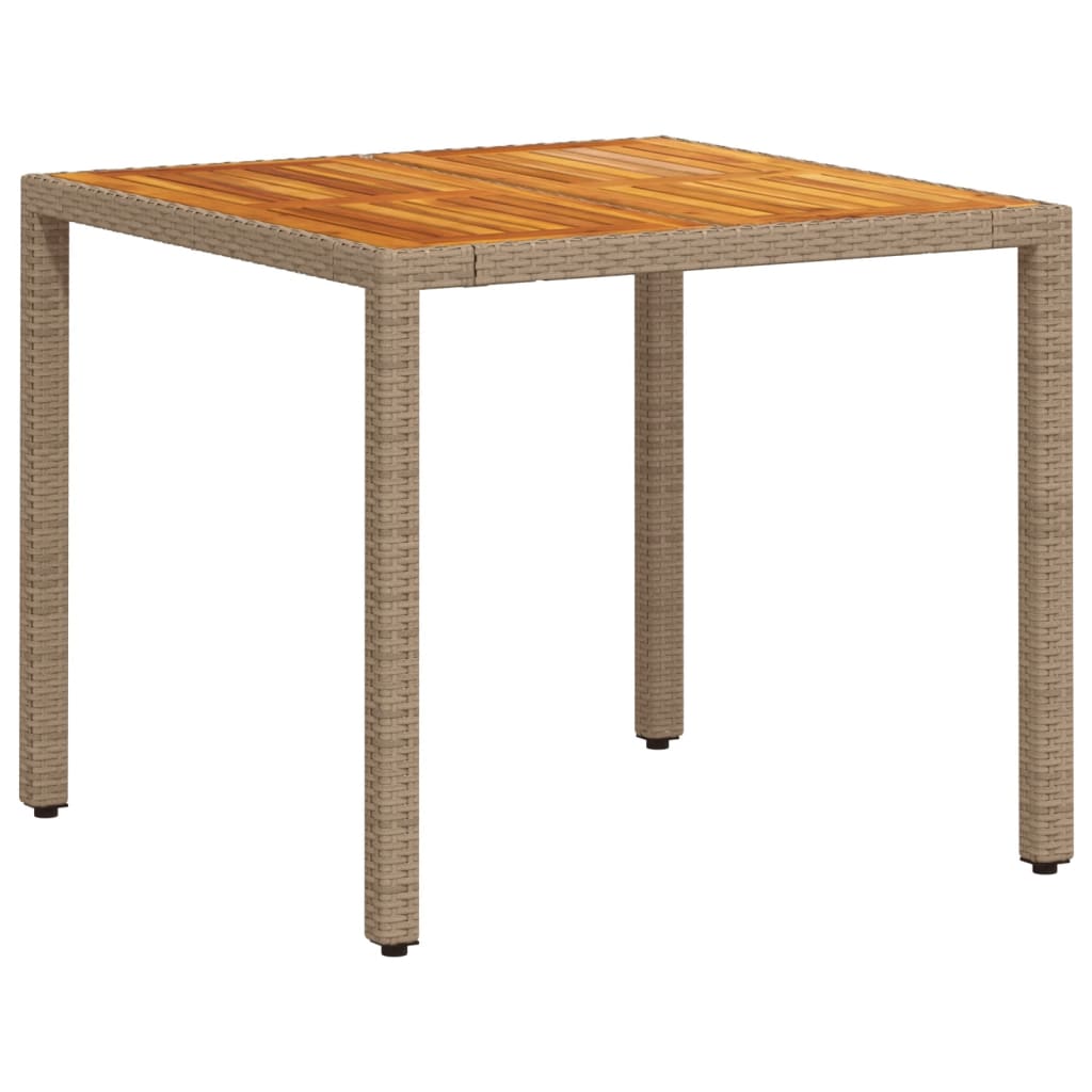 spisebordssæt til haven 5dele m. hynder polyrattan akacie beige