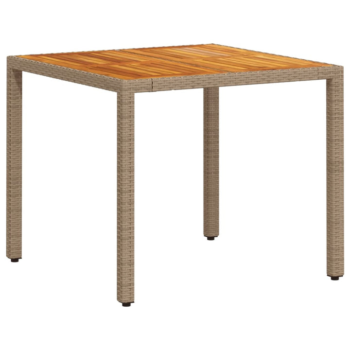 spisebordssæt til haven 5dele m. hynder polyrattan akacie beige