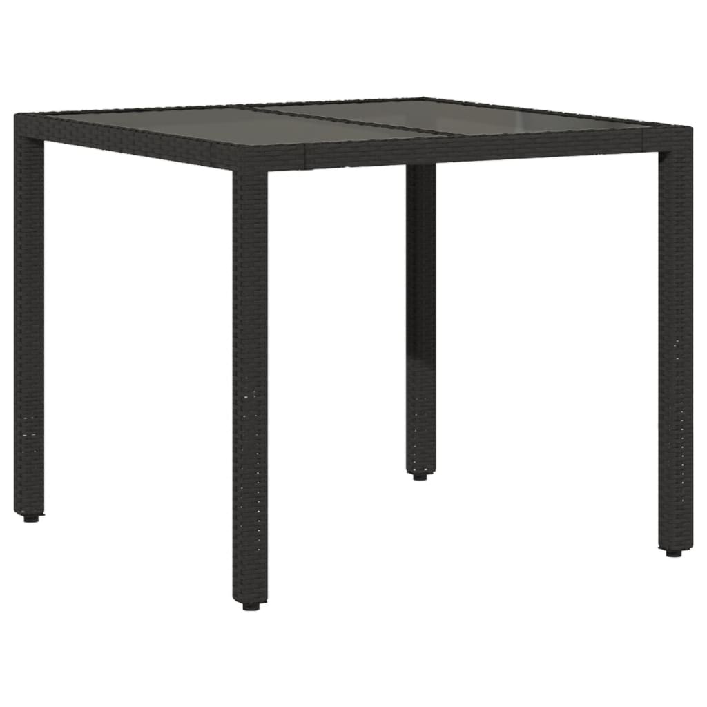 spisebordssæt til haven 5dele m. hynder polyrattan og glas sort