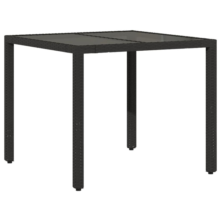 spisebordssæt til haven 5dele m. hynder polyrattan og glas sort
