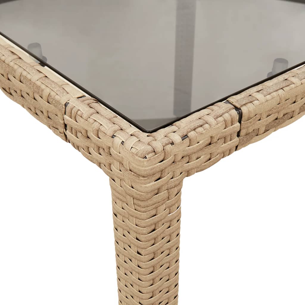 spisebordssæt til haven 3 dele med hynder polyrattan og glas