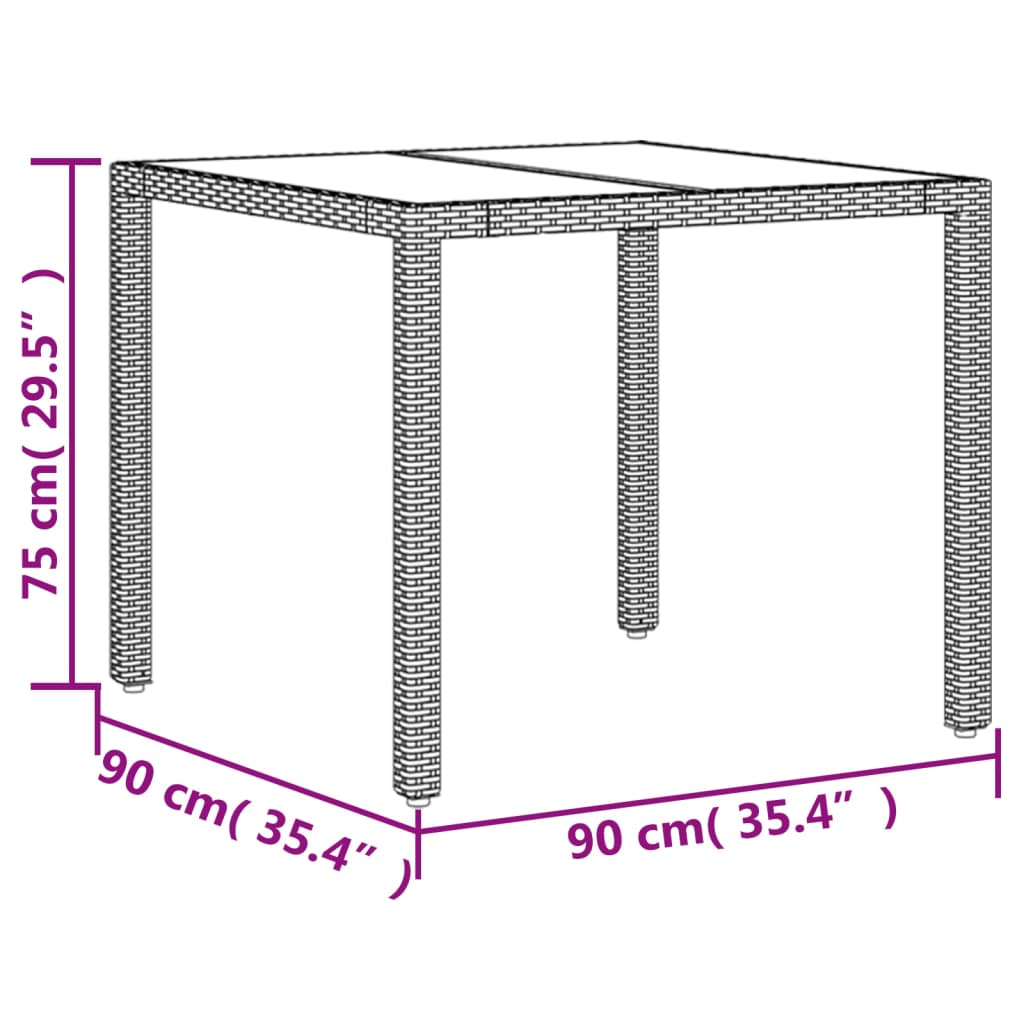 spisebordssæt til haven 5 dele med hynder polyrattan og glas