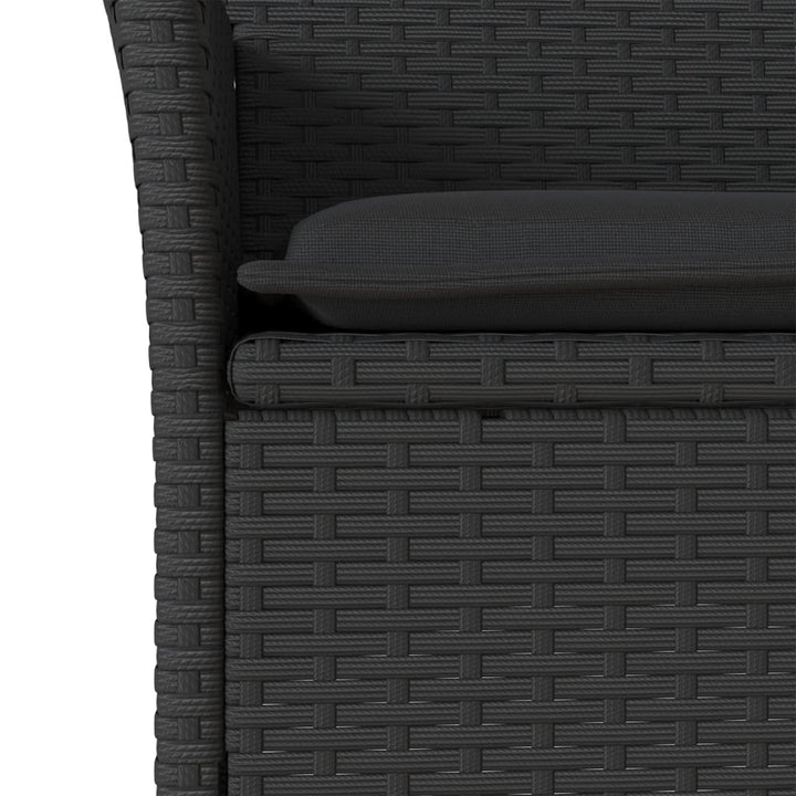 spisebordssæt til haven 7dele med hynder polyrattan akacie sort