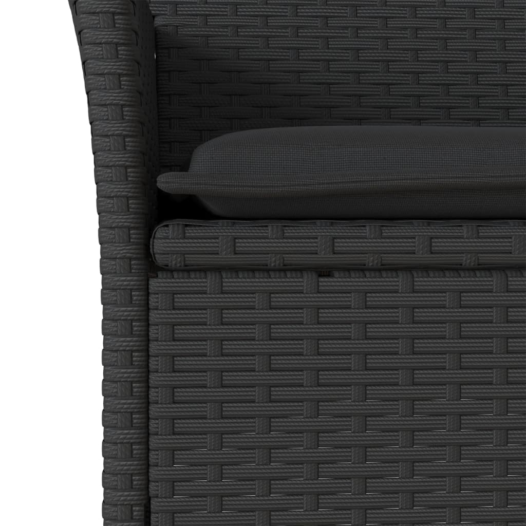 spisebordssæt til haven 7dele med hynder polyrattan akacie sort