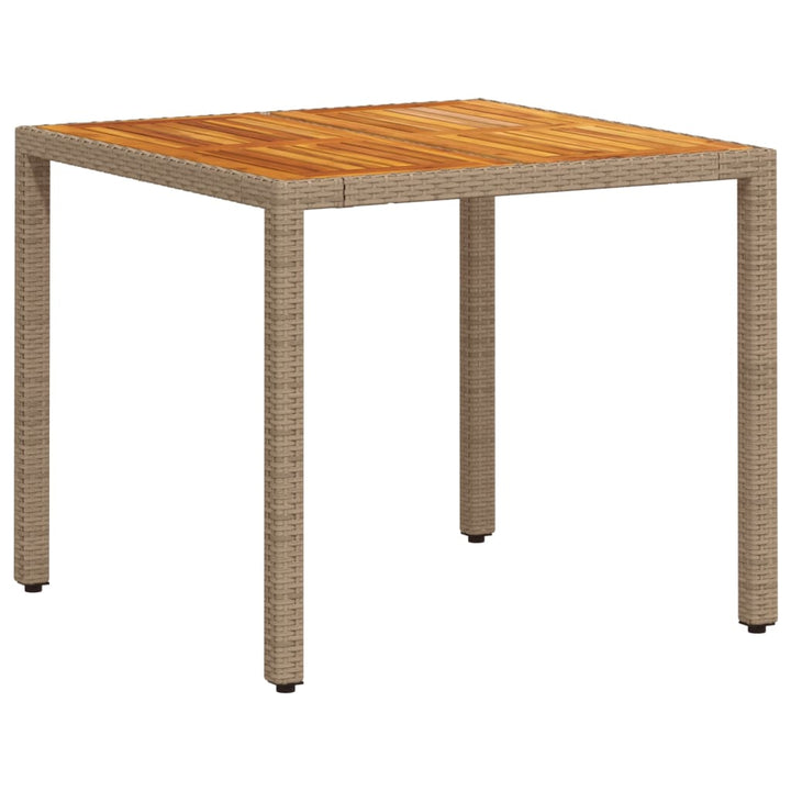 spisebordssæt til haven 3dele m. hynder polyrattan akacie beige