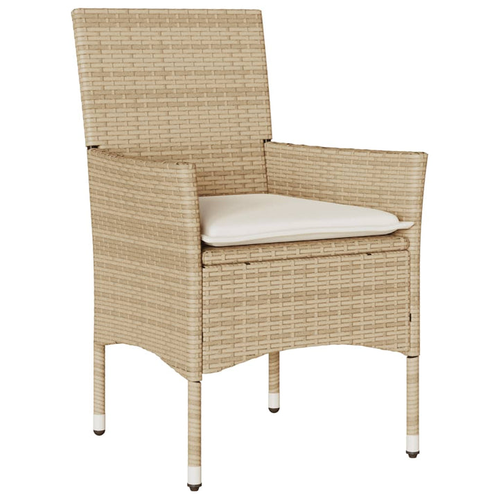 spisebordssæt til haven 9dele m. hynder polyrattan akacie beige
