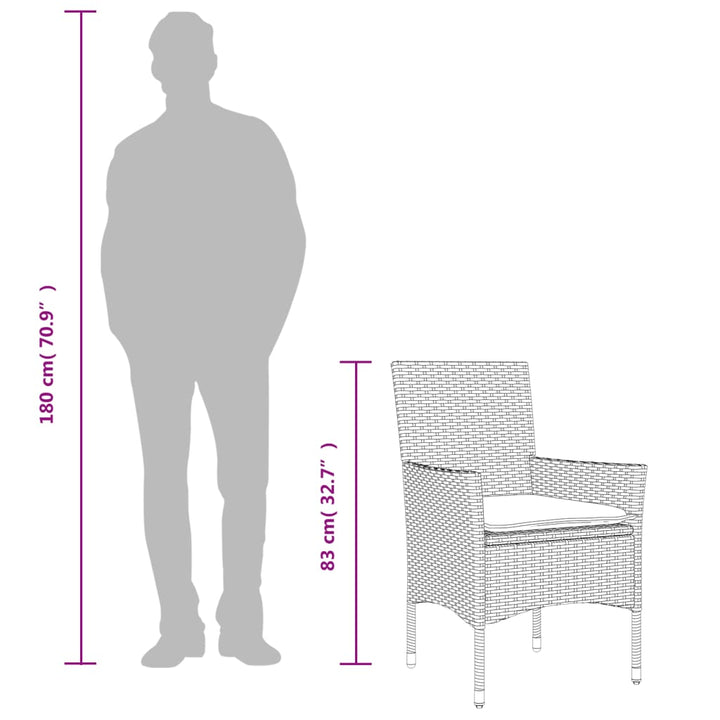 spisebordssæt til haven 9dele m. hynder polyrattan akacie beige