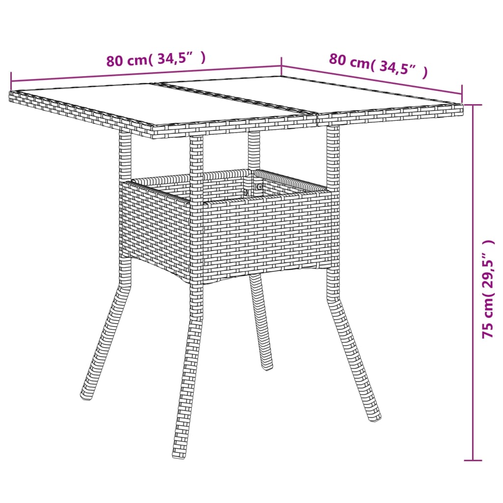 spisebordssæt til haven 5dele med hynder polyrattan og glas grå