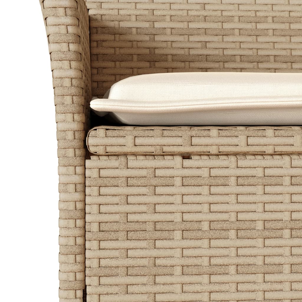 spisebordssæt til haven 3 dele med hynder polyrattan og glas