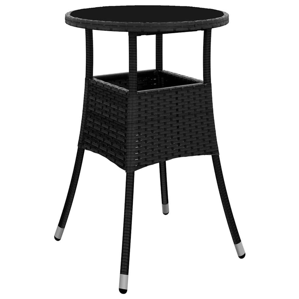 spisebordssæt til haven 5dele m. hynder polyrattan og glas sort