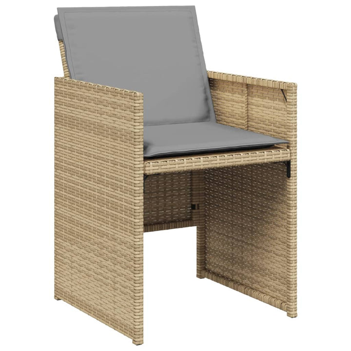 spisebordssæt til haven 5 dele med hynder polyrattan beige