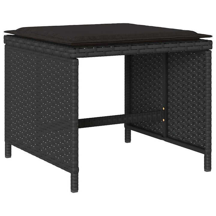 spisebordssæt til haven 9 dele med hynder polyrattan sort