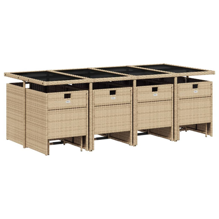 spisebordssæt til haven 13 dele med hynder polyrattan beige