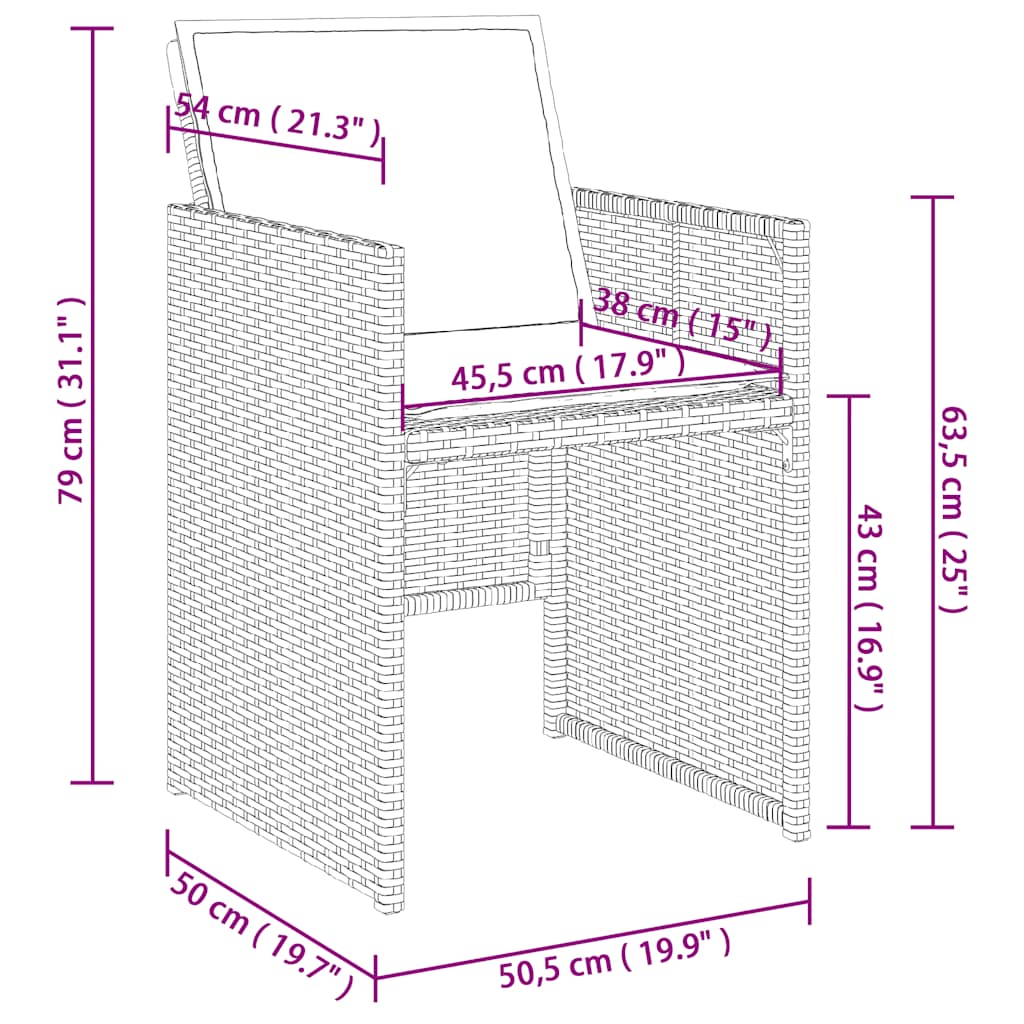 spisebordssæt til haven 17 dele med hynder polyrattan grå