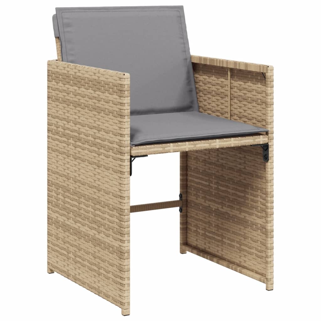 spisebordssæt til haven 5 dele med hynder polyrattan beige