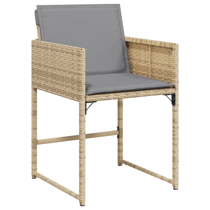 spisebordssæt til haven 5 dele med hynder polyrattan beige