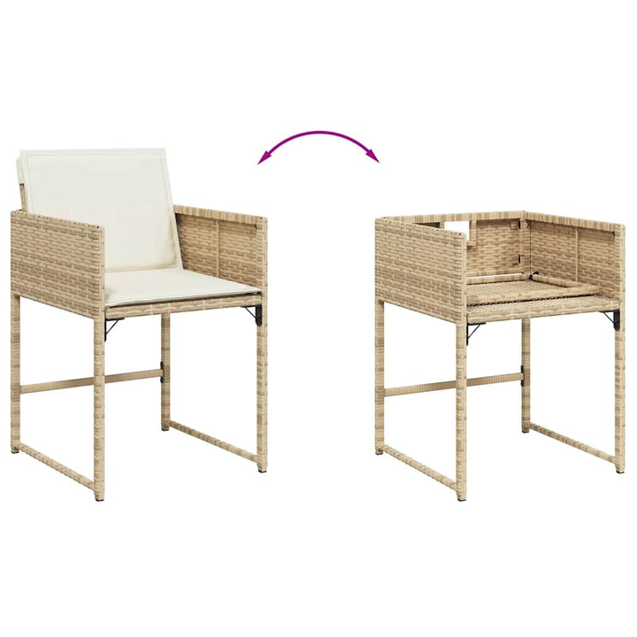 spisebordssæt til haven 9 dele med hynder polyrattan beige