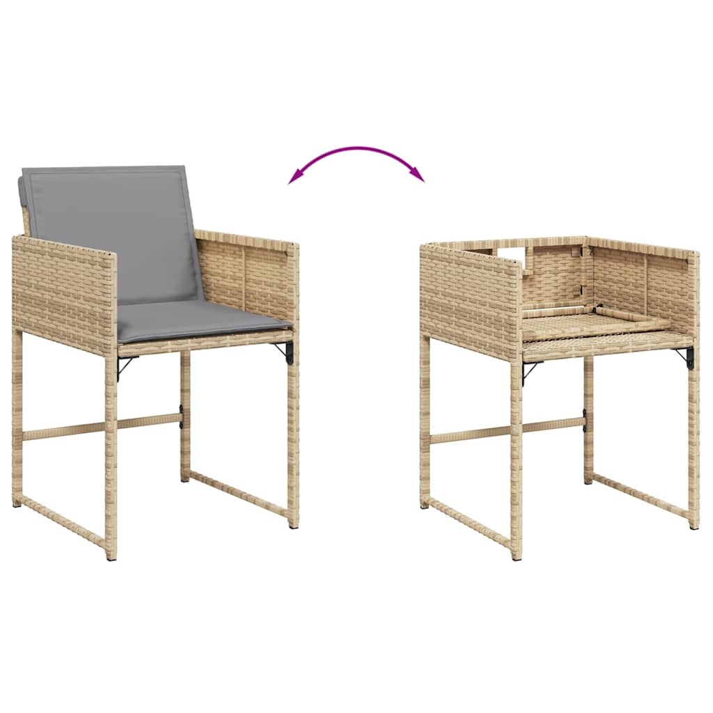 spisebordssæt til haven 9 dele med hynder polyrattan beige