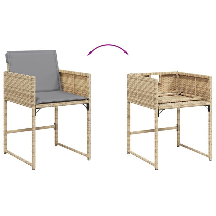 spisebordssæt til haven 17 dele med hynder polyrattan beige