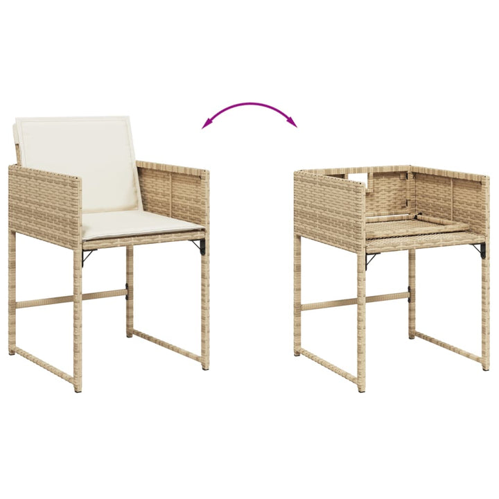 spisebordssæt til haven 13 dele med hynder polyrattan beige