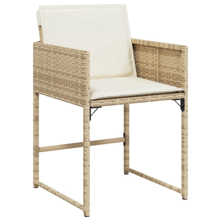 spisebordssæt til haven 15 dele med hynder polyrattan beige