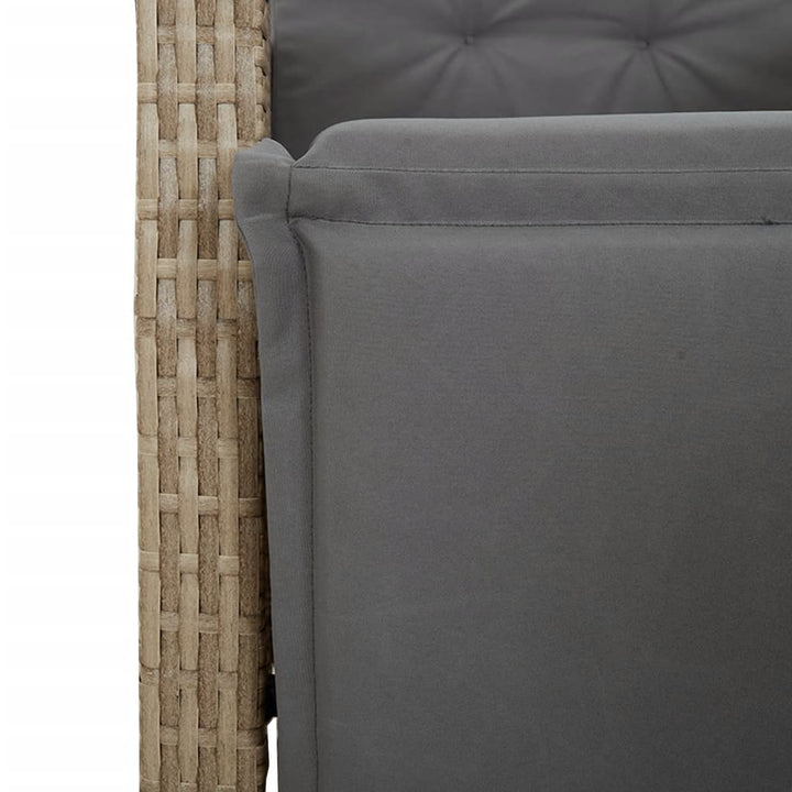 spisebordssæt til haven 5 dele med hynder polyrattan beige