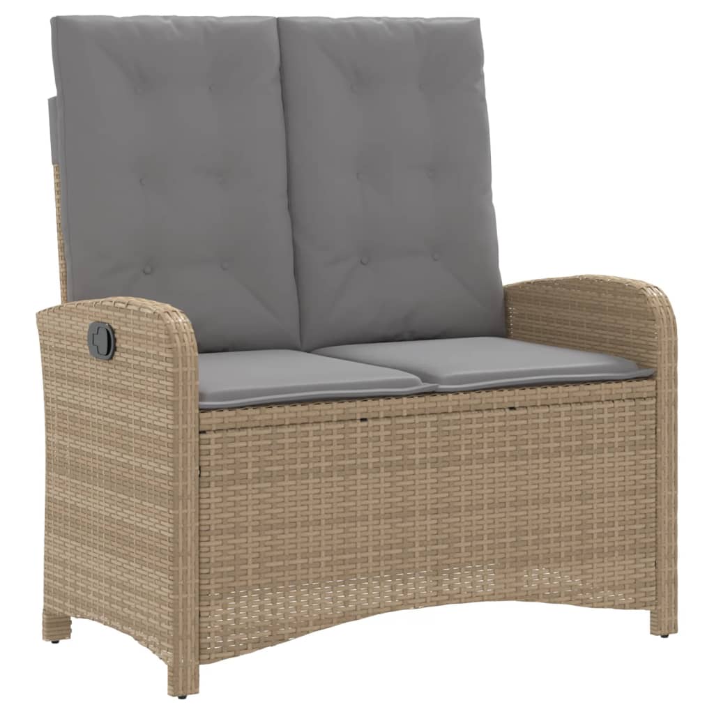 spisebordssæt til haven 2 dele med hynder polyrattan beige