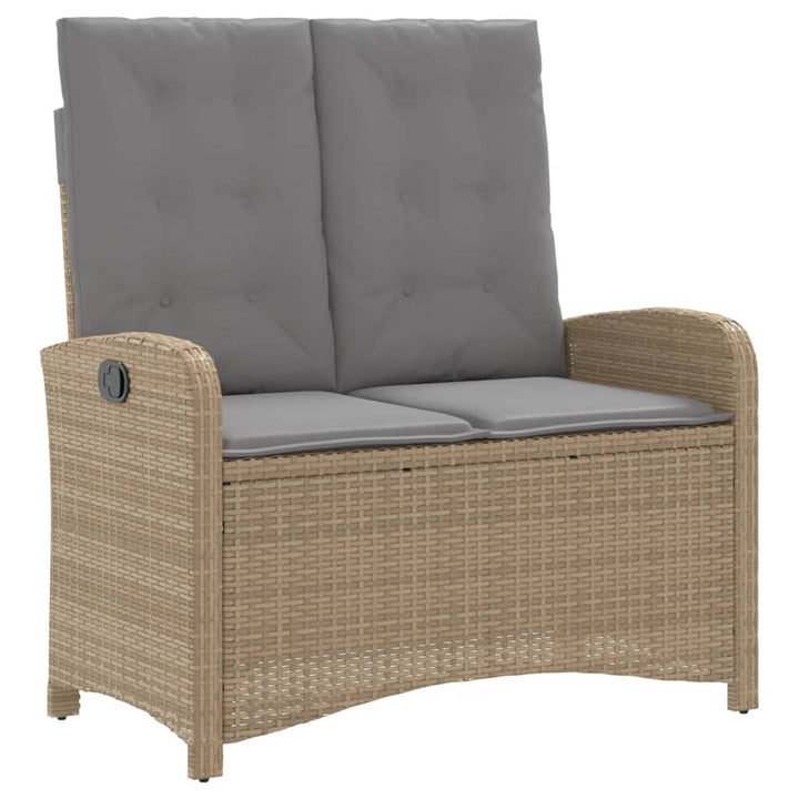 spisebordssæt til haven 2 dele med hynder polyrattan beige
