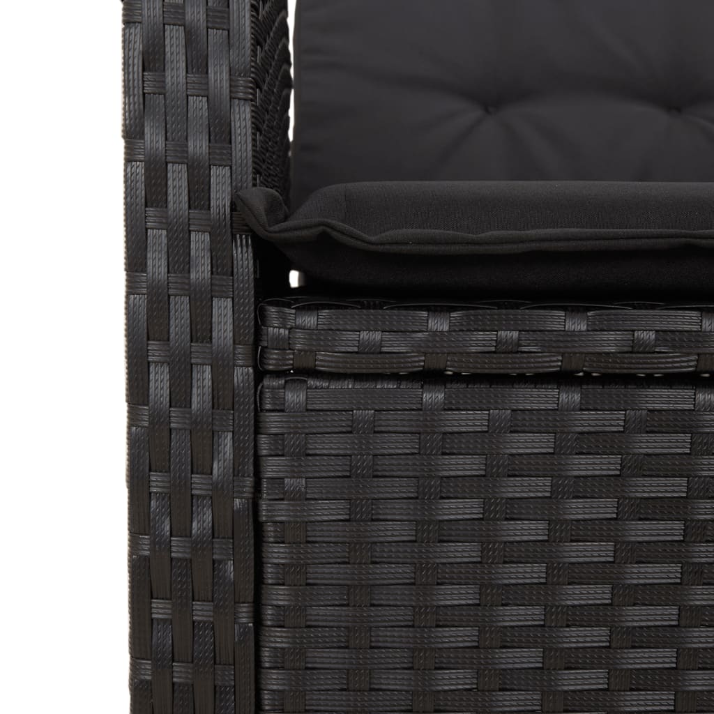 spisebordssæt til haven 2 dele med hynder polyrattan sort