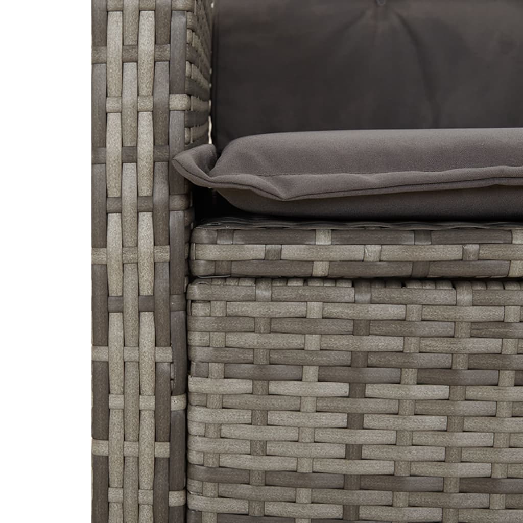 spisebordssæt til haven 2 dele med hynder polyrattan grå