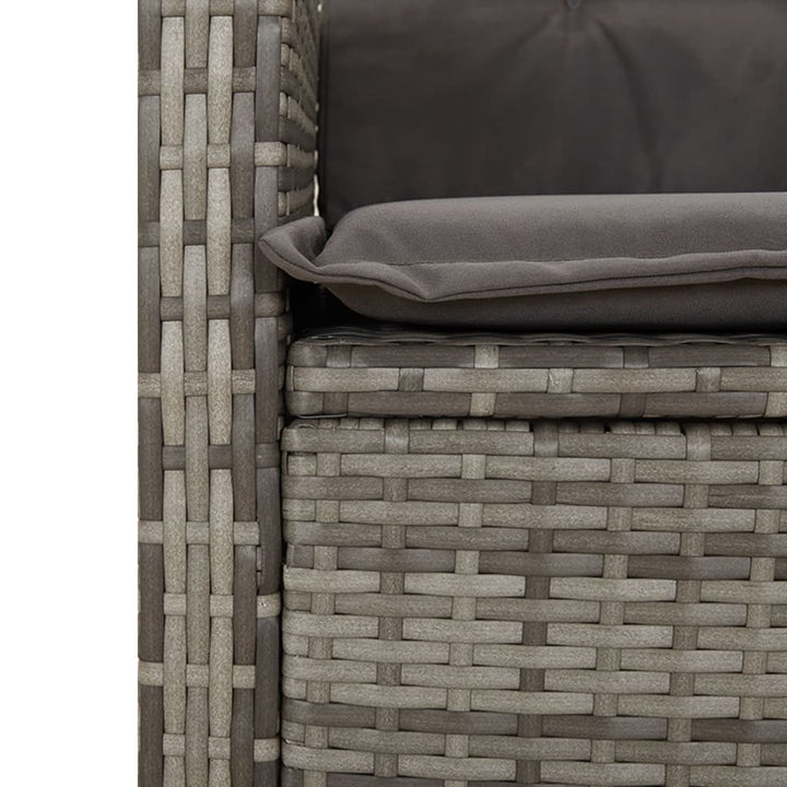 spisebordssæt til haven 2 dele med hynder polyrattan grå