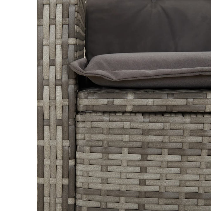 spisebordssæt til haven 2 dele med hynder polyrattan grå