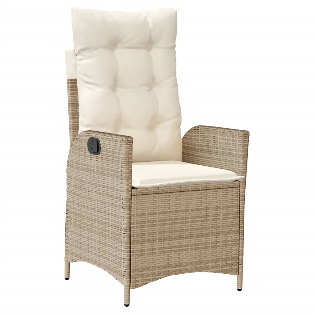 spisebordssæt til haven 5 dele med hynder polyrattan beige