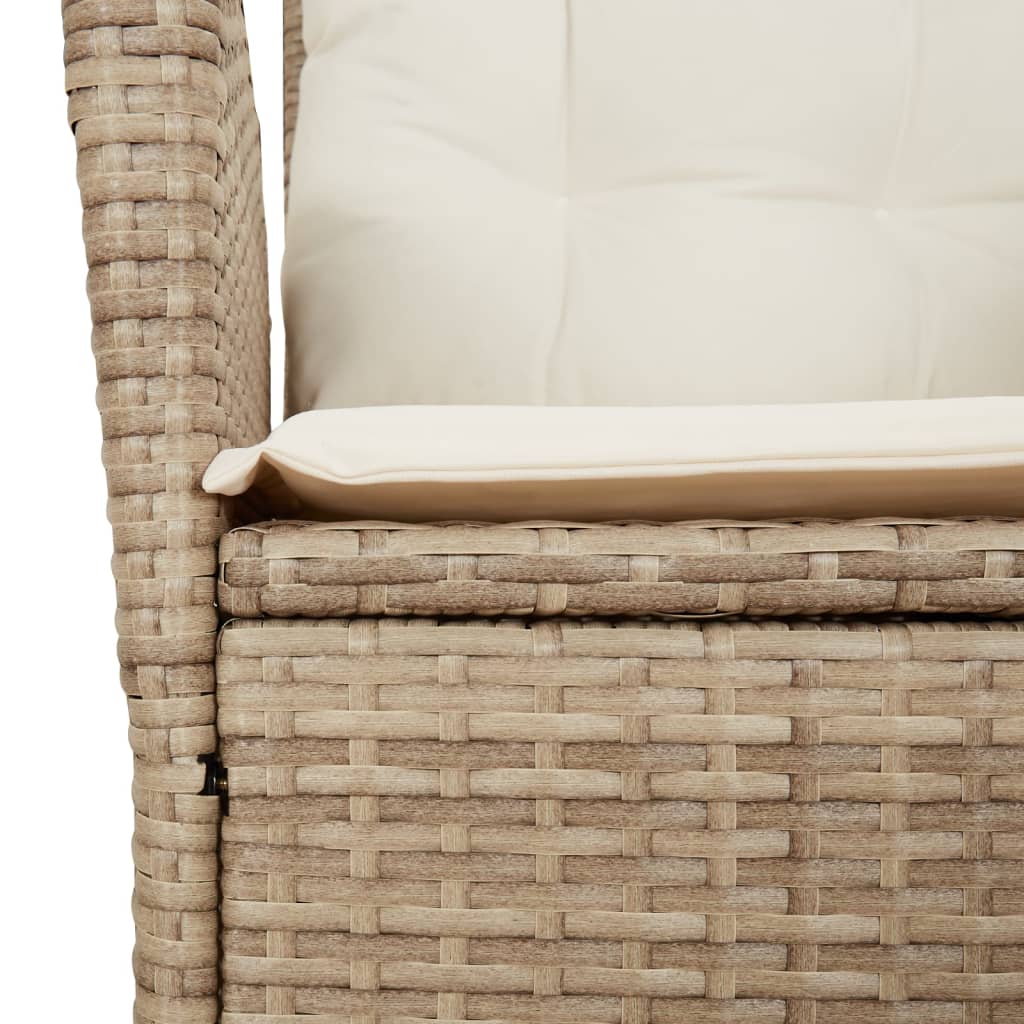 spisebordssæt til haven 5 dele med hynder polyrattan beige