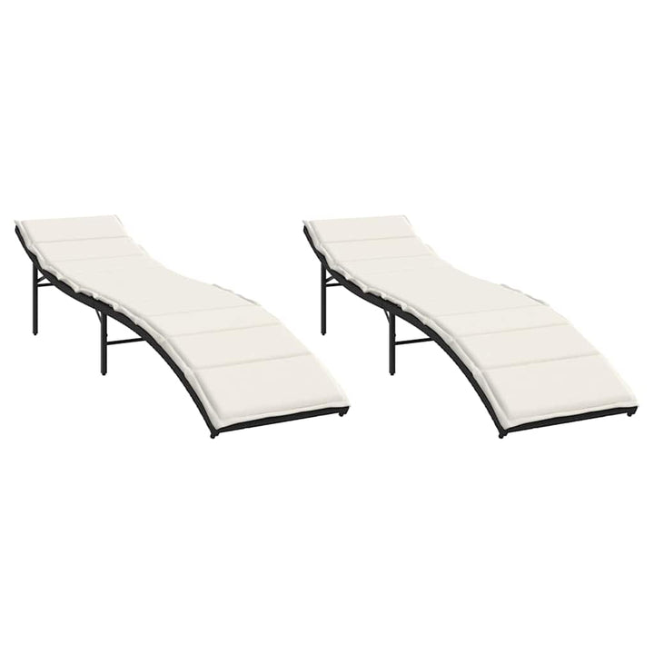 liggestole 2 stk. med hynder polyrattan sort
