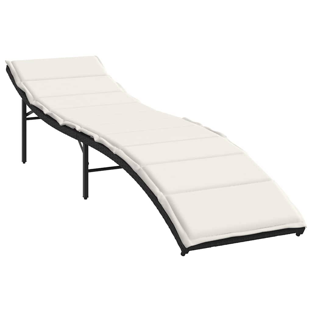 liggestole 2 stk. med hynder polyrattan sort