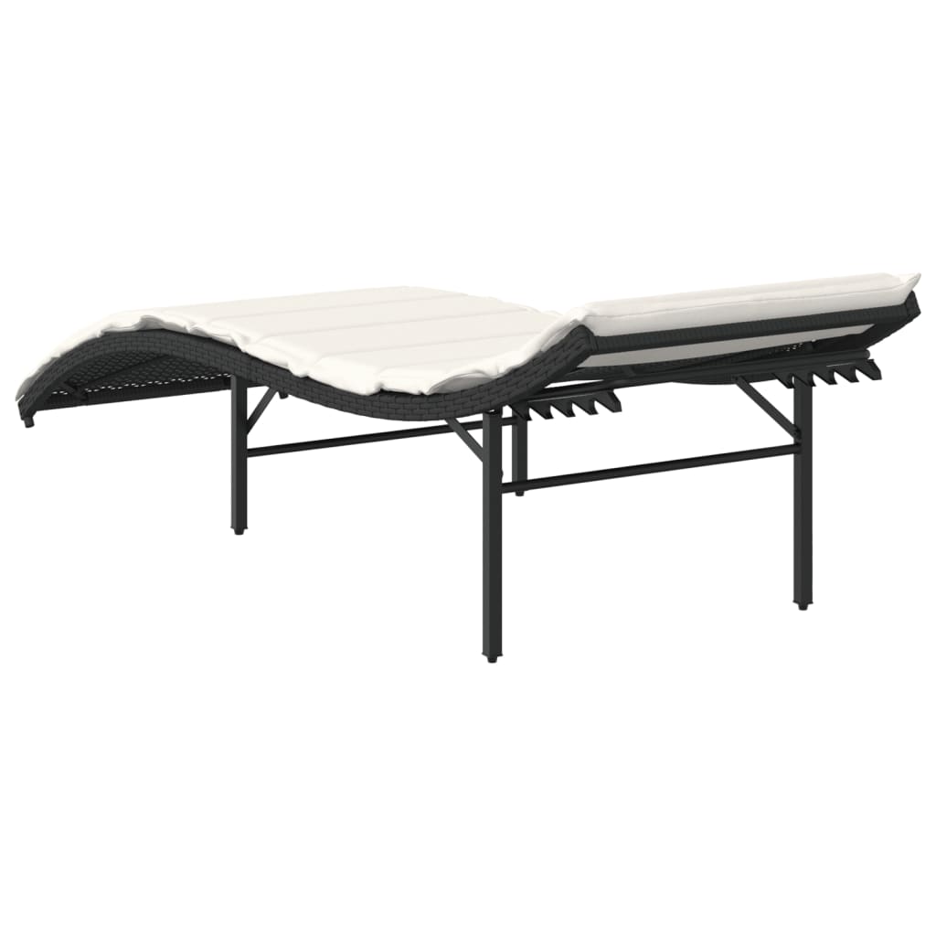 liggestole 2 stk. med hynder polyrattan sort