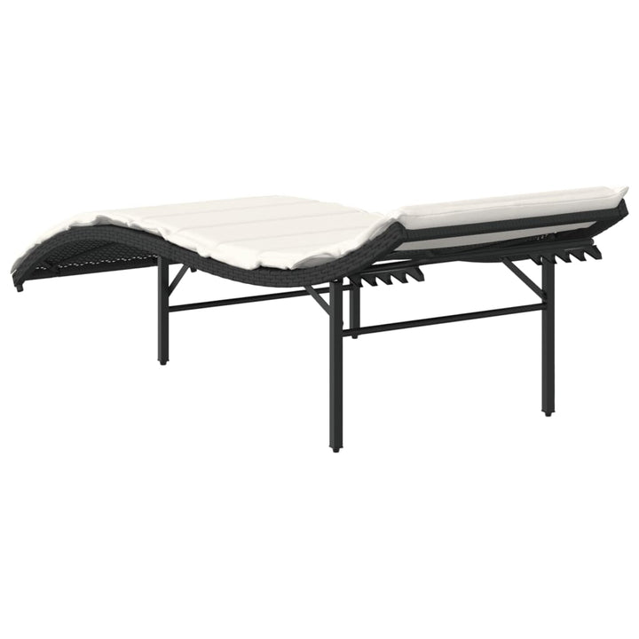 liggestole 2 stk. med hynder polyrattan sort