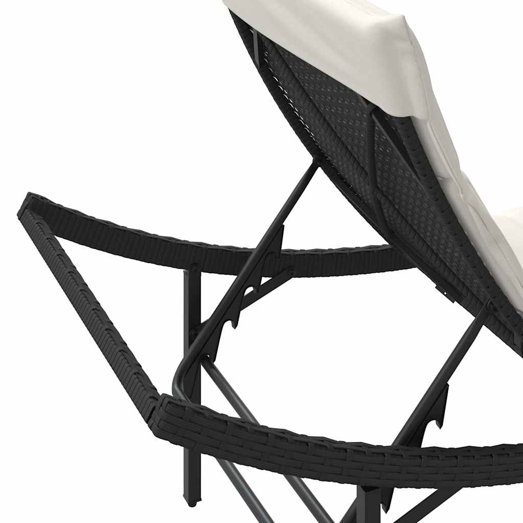 liggestole 2 stk. med hynder polyrattan sort